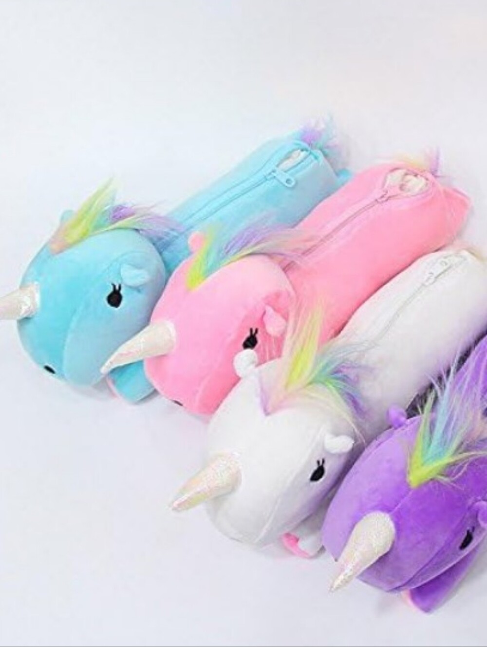 Minky-Plush Unicorn 🦄 Zip Pouch (White-Pink-Teal )🤍🩷🩵 12x6x4 - Picture 2 of 14